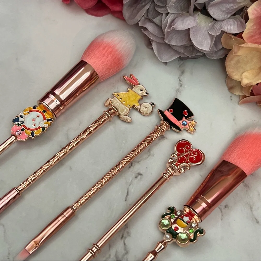 Alice in Wonderland Rose Gold 5 Piece Makeup Brush Set - Picture 10 of 16